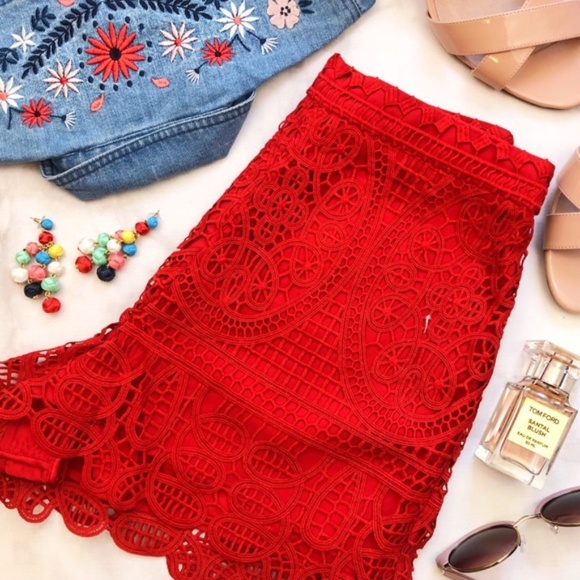 Lovers + Friends Pants - Lovers + Friends Flirty Red Lace Shorts